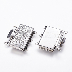 マルチ連箱の留め金  真鍮  ニッケルフリー  プラチナカラー  約21 mm幅23×長  厚さ5mm  穴：1.5mm&nbsp;X-KK291