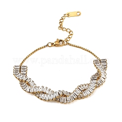 304 Stainless Steel Pave Clear Cubic Zirconia Twisted Chain Bracelets for Women&nbsp;SA-CBAABBA-02G