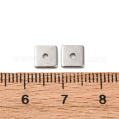 304ステンレススチールスペーサービーズ  正方形  プラチナ  6x6x1mm  穴：1.2mm&nbsp;STAS-E134-19P-03