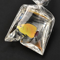鉄製丸カン付きレジンペンダント  3dプリント  金魚鞄  きいろ  48~51x22.5~23x9~12mm  穴：3mm&nbsp;RESI-A015-03D