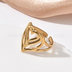 304 Stainless Steel Cuff Open Rings for Women&nbsp;RJEW-F208-03G-03