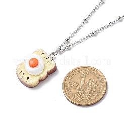 パン型レジンペンダントネックレス  304ステンレススチールアズキチェーンネックレス女性用  ミックスカラー  19.17インチ（48.7cm）&nbsp;NJEW-JN03988
