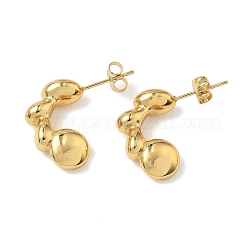 女性用304ステンレススチールスタッドピアス  イオンプレーティング（ip）  ゴールドカラー  20x6mm&nbsp;EJEW-K333-37G