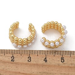 Rack Plating Brass Cuff Earrings with Plastic Pearl Beaded&nbsp;EJEW-D064-02G