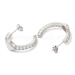 Clear Cubic Zirconia Arch with Heart Stud Earrings&nbsp;EJEW-K249-03P