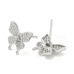 Rack Plating Brass Micro Pave Clear Cubic Zirconia Stud Earrings for Women&nbsp;EJEW-M260-13P-B