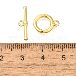 真鍮製マンテル  フラットラウンド  ゴールドカラー  リング：13x10x1.7mm  穴：1.2mm  バー：4.8x17.5x2mm  穴：1.2mm&nbsp;KK-B121-03G