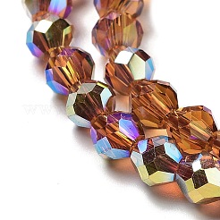 電気メッキガラスビーズセット  多面カット  双円錐形  シエナ  5.5~6x5mm  穴：1.2mm  約78~79個/連  15.35~15.55''（39~39.5センチメートル）&nbsp;GLAA-A014-02F