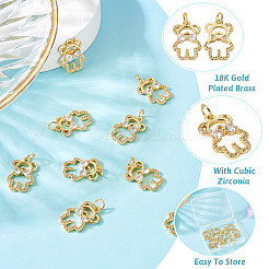 10Pcs Brass with Cubic Zirconia Pendants&nbsp;KK-TA0002-13