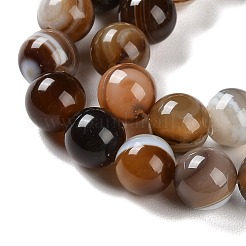 天然石縞瑪瑙/バンデットアゲートビーズ連売り  染め  ラウンド  シエナ  10mm  穴：1.2mm  約19個/連  7.60''（19.3センチメートル）&nbsp;G-Z060-A01-C10