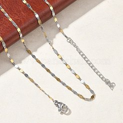 Two Tone 2MM 304 Stainless Steel Oval Link Chain Necklaces&nbsp;NJEW-D328-02GP