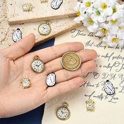 12pcs3スタイルチベットスタイルアロイペンダント  クロックのチャーム  ミックスカラー  17~24.5x12~18.5x3~4mm  穴：1.2~5mm  4個/スタイル&nbsp;FIND-CJ0005-77