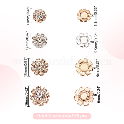 60pcs 4 Styles Cubic Zirconia with Alloy Cabochons&nbsp;DIY-AR0004-03B