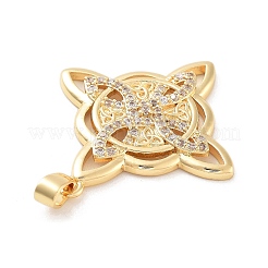 Rack Plating Brass Micro Pave Clear Cubic Zirconia Pendants&nbsp;KK-C063-09A-G