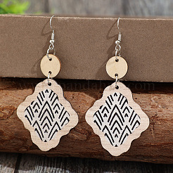 Bohemian Wood & Zinc Alloy Dangle Earrings for Women&nbsp;WGD213D-01