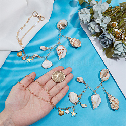 2Pcs Natural Shell & Allloy Hanging Ornaments&nbsp;HJEW-OC00304