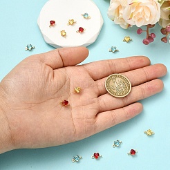 15Pcs 3 Colors Brass Pave Cubic Zirconia Heart Connector Charms&nbsp;KK-YW0004-66
