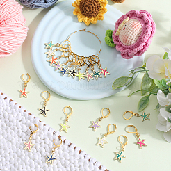 Starfish Alloy Enamel Pendant Decorations&nbsp;HJEW-SC00051