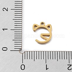 304ステンレススチールチャーム  ゴールドカラー  レーザー切断  猫の形  10.5x8.5x1mm  穴：1.2mm&nbsp;STAS-K272-01C-G