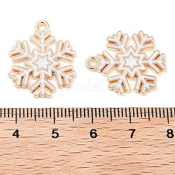 クリスマステーマバレルメッキ合金エナメルペンダント  カドミウムフリー＆鉛フリー  ライトゴールド  スノーフレーク  22x18.5x1mm  穴：1.6mm&nbsp;X-PALLOY-S192-01KCG-01