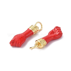 環境にやさしいラックメッキ真鍮エナメルペンダント  カドミウムフリー＆鉛フリー  長持ちメッキ  18KGP本金メッキ  丸カン付き  ハンドチャーム  レッド  20x7x4.5mm  丸カン：5x0.8ミリ  3.4mm内径&nbsp;KK-F845-36G-01