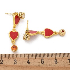 Brass Micro Pave Clear Cubic Zirconia Dangle Stud Earrings&nbsp;EJEW-M077-10G-02