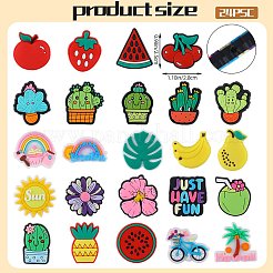 24個 23スタイル フルーツ PVC プラスチックビーズ  フルーツ  ミックスカラー  24.5~30x23~30.5x7.5~9mm  穴：3.5mm  1個/スタイル&nbsp;FIND-SZ0003-67