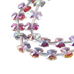 電気メッキガラスビーズセット  半分メッキ  蝶結び  パープル  7x10x3mm  穴：1mm  約48個/連  19.69''（50センチメートル）&nbsp;EGLA-B007-03A-HP03