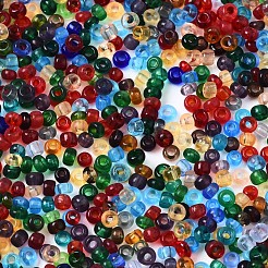 ガラスラウンドシードビーズ  透明色  丸い穴  カラフル  2~2.5x1.5~2mm  穴：0.8mm  約450g /ポンド&nbsp;SEED-S057-I-M