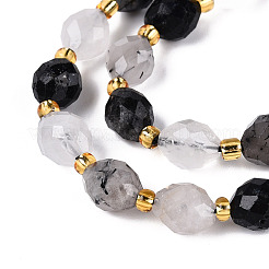 Natural Tourmalinated Quartz Beads Strands&nbsp;G-N342-53-8x6-02