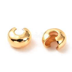 真鍮製つぶし玉カバーカシメ玉カバー  18KGP本金メッキ  5.5x6.5x3.5mm  穴：2mm&nbsp;KK-F824-036C-G