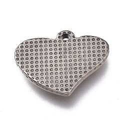 変色しない304ステンレススチールペンダント  無限大とハート  ステンレス鋼色  16x20x3mm  穴：1.6mm&nbsp;STAS-Z007-05