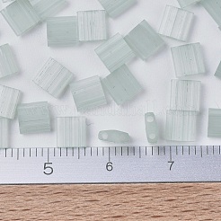 MIYUKIティラビーズ  日本製シードビーズ  2穴  （tl2560)シルクペールライトグリーン  5x5x1.9mm  穴：0.8mm  約118個/10g&nbsp;X-SEED-J020-TL2560