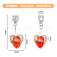 24Pcs 12 Colors Handmade Luminous Lampwork European Dangle Charms&nbsp;PALLOY-AB00087