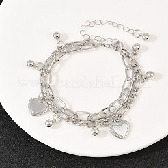 Iron Figaro & Paperclip Chain Double Layers Bracelets Link Bracelets for Women&nbsp;BJEW-A156-01P