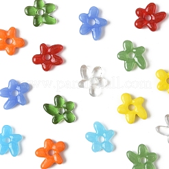 16個8色手作りランプワークビーズ  花  ミックスカラー  18~18.5x17~17.5x4~5mm  穴：3~4mm  2個/カラー&nbsp;LAMP-FS0001-28