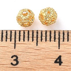 真鍮ビーズ  ラウンドフィリグリービーズ  ニッケルフリー  長持ちメッキ  ラックめっき  18KGP本金メッキ  4mm  穴：0.8mm&nbsp;KK-D097-11G-02
