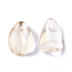 透明スプレー塗装ガラスチャーム  グリッターパウダー付き  花弁  トウモロコシの穂の黄色  12x8x4.5mm  穴：1mm&nbsp;GLAA-T016-36-D01