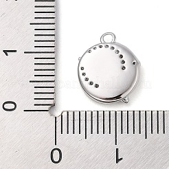 キュービックジルコニアチャーム付き真鍮  スターとフラットラウンド  プラチナ  12.5x10.5x2.5mm  穴：1.4mm&nbsp;KK-Q817-03P