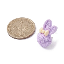 Rabbit with Bowknot Resin Cabochon Map Pins&nbsp;AJEW-TB00012-01