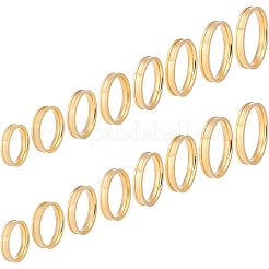 16個 8サイズ 201 ステンレススチール 溝付き指輪 女性用  ゴールドカラー  usサイズ[12]（5mm）〜usサイズ1/4（15.9mm）  14pcs /サイズ&nbsp;RJEW-UN0002-38G