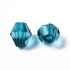透明なアクリルビーズ  双円錐形  ティール  6x5.5mm  穴：1.5mm  約6120個/500g&nbsp;TACR-S146-6mm-08