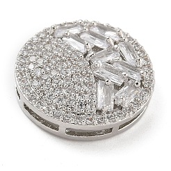 Rack Plating Brass Micro Pave Clear Cubic Zirconia Slide Charms&nbsp;KK-A234-014P
