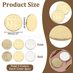 6個 3色 鉄製 はい いいえ 決定コイン  プラスチック製の梱包箱付き  ミックスカラー  40x2.5mm  2個/カラー&nbsp;AJEW-ME0001-33