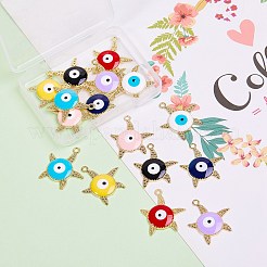 16Pcs 8 Colors Alloy Enamel Pendants&nbsp;ENAM-SZ0001-38LG