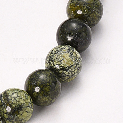 Natural Serpentine/Green Lace Stone Beaded Stretch Bracelets&nbsp;BJEW-Q692-53-10mm