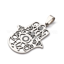 ステンレスペンダント201個  hamsa hand/hand of miriam チャーム  変色防止  ステンレス鋼色  40x32x1.5mm  穴：9x4.5mm&nbsp;STAS-V013-16P