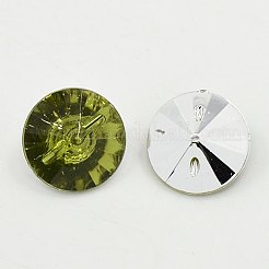 アクリルラインストーンボタン  1穴  多面カット  XILION　リボリ  かんらん石  15x8mm  穴：1mm&nbsp;BUTT-J001-29