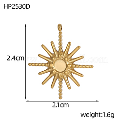 太陽 304 ステンレススチール ペンダント カボションセッティング  イオンプレーティング（ip）  14KGP本金メッキ  24x21mm  トレイのサイズ：4mm&nbsp;STAS-OY007-05G