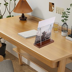 Wood Vinyl Record Slotted Display Stands with Stainless Steel Support&nbsp;ODIS-WH0043-344A